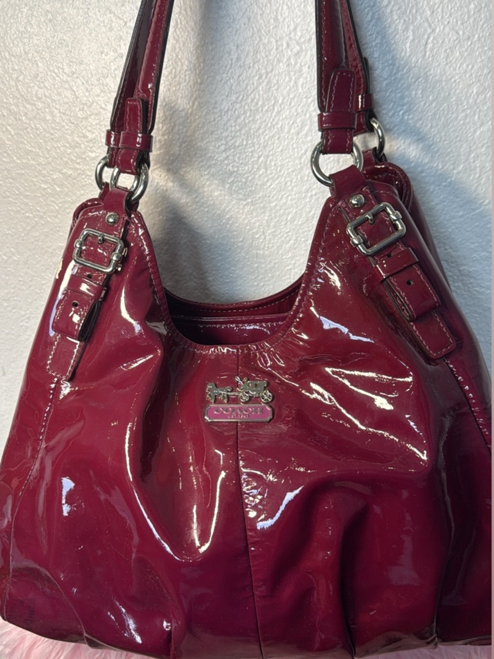Coach Madison Maggie Burgundy shoulder bag